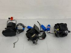 Three vintage LTM Lighting theatre or studio lights. L.27cm (the actual light and fitting - not