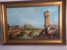 A 20th century Continental school oil on canvas after the original 18th century painting titled '