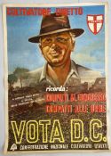 An original 1950s Italian political propaganda poster for the Democrazia Cristiana or Christian