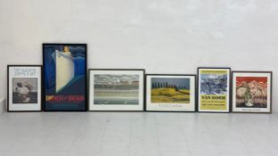 A collection of six framed and glazed art and travel related lithographic posters to include Charles