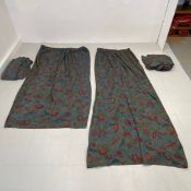 Two pairs of vintage floral pleated curtains by Skopos Fabrics with maker's labels. L.307 W.105cm (