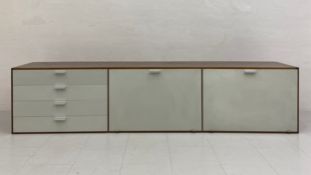A 1970s floating sideboard by Cees Braakman for Pastoe having rectangular top over an arrangement of