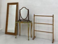 Four items to include a vintage rectangular mirror in a moulded pine frame, a 20th century