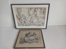 A framed lithograph after the 18th century original by Francesco Bartolozzi along with a 19th