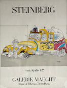Saul Steinberg (1914-1999), a vintage exhibition poster for Galerie Maecht, Paris 1977 in a glazed