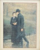 A vintage print after the original 1901 painting titled 'The Garden of Eden' by Hugh Goldwin Riviere