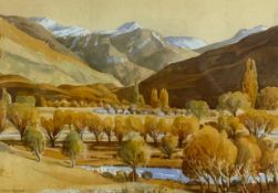 Chris Hoggett (1927-2017), a 20th century watercolour depicting lakes in a mountainous landscape,