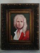 A 20th century oil on board, portrait of a gentleman in a gilt frame. 46x38cm