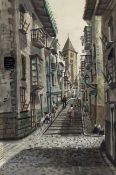 A 19th century pen and watercolour study of an Italian street scene, signed G. Molina to the lower