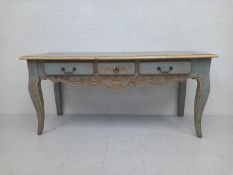 A vintage painted side table or sideboard in the French 19th century style having a rectangular