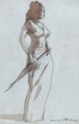 Raoul Millais (1901-1999), a 20th century costume design style pencil and wash drawing titled 'The