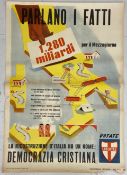 An original 1953 Italian political propaganda and electoral campaign poster for the Democrazia