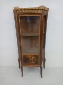 A C.1900 French Vernis Martin style display cabinet having a marble top with a gilt metal open-