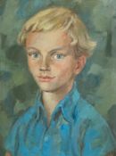 A mid 20th century oil on canvas, portrait of a young boy, signed and dated 1970 to the lower