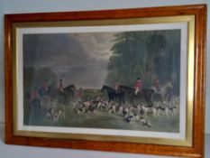 A large 19th century watercolour titled 'The Meet at Blagdon Hunt' after the original painting by