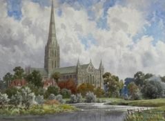 Edwin Charles Pascoe Holman (1882-1955), a 20th century watercolour landscape titled 'Salisbury',