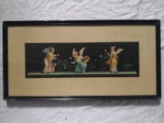Vincenzo Bisogno (b.1866), a C.1900 gouache frieze depicting winged figures picking flowers,