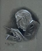 An early 20th century charcoal and chalk portrait of the German composer Dr. Otto Klemperer (1885-