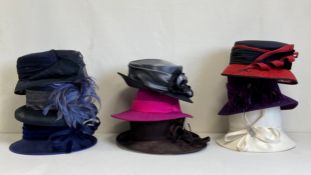 A collection of nine ladies' wedding and other dress hats by Laura McLelland for Failsworth