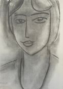 A framed and glazed print after the original 1952 charcoal drawing titled 'Paula' by Henri