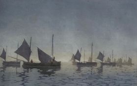 Claude H. Rowbotham (1846-1949), an early 20th century etching with aquatint depicting sailing boats