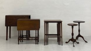 A mixed collection of furniture to include a Georgian mahogany drop-leaf table with a square top