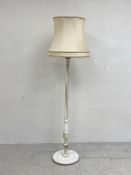 A vintage painted and gilt wood standard lamp with shade. H.171cm