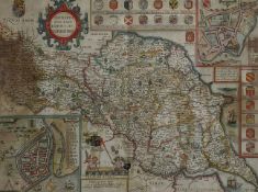 A possibly 17th century historical map of The North and East Ridings of Yorkshire by John Speed (