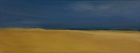A contemporary oil on canvas, abstract landscape titled 'Norfolk Beach' 2009 by Phillip James,