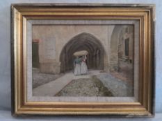 A 20th century Continental School oil on canvas laid on board, figures in Saint Sebastian's