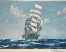 John Robert Charles Spurling (1870-1933), an early 20th century lithograph titled 'Under Sail',
