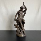 After Leon Pilet (1836-1917), a French 19th century style bronzed cast spelter figure group