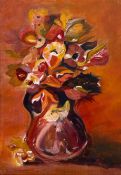 A contemporary oil on canvas by Michael Atwood, still life vase and flowers, signed and dated 2003