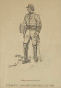 A 19th century pencil portrait of a soldier in military dress titled 'Major of Horse Artillery,