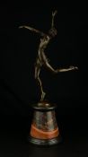 After Bruno Zach (1891-1935), an Art Deco patinated bronze figure titled 'Dancing Girl', signed
