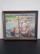 Clare Atwood (1866-1962), a 20th century Impressionist style oil on canvas depicting moored
