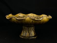 An archaistic Chinese footed centrepiece or tazza having two stylised sgraffito fish within a