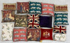 A Victorian Diamond Jubilee purple velvet cushion bearing the Royal Coat of Arms and dated 1897