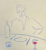 Luke Edward Hall (b.1989), an original pastel portrait titled 'Lunch', signed to the lower left in a