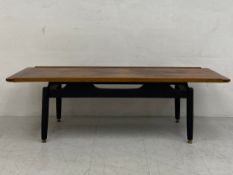 A 1960s G-Plan Librenza coffee table from the Tola and Black range having a rectangular top with a