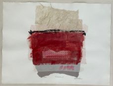 A large contemporary abstract mixed media collage on paper titled 'Celebration II' by Marie