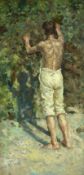 After Henry Scott Tuke RA (1858-1929), a large C.1900 Impressionist style oil on canvas laid