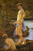 After Henry Scott Tuke RA (1858-1929), a large C.1900 Impressionist style oil on canvas laid