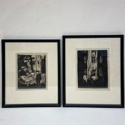 Clément Moreau (Joseph Carl Meffert 1903-1988), two 20th century German Expressionist linocuts