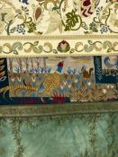 Three needlework textiles to include two large wall hanging tapestries. L.206 W.153cm
