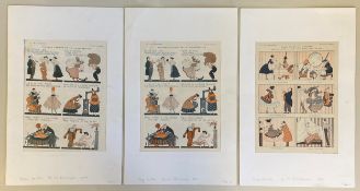 A set of three early 20th century lithographic comic strips by George Barbier (1882-1932) to include