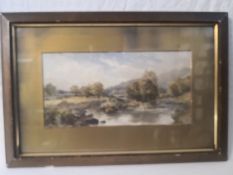 A 19th century watercolour depicting an English country landscape, signed to the lower left in a