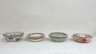 A collection of four 19th century and later porcelain sponge dishes in two parts by Copeland