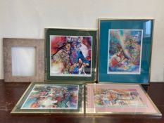 Four 1980s prints by Meredith Miller titled 'Gentle Warrior', 'Heralder of Dreams', 'Temples of
