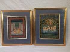 An Indian School figural painting depicting the Hindu deity Krishna stealing the Gopis clothes along
